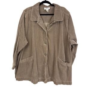 Main Street Blues Brown Cotton Corduroy Button Down Jacket 2X